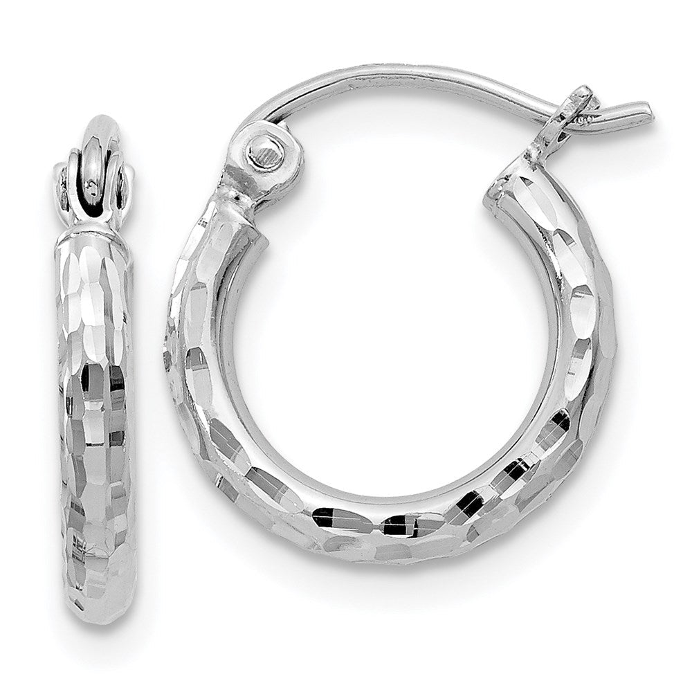 Sterlingsilber Rhodiniert 2mm Diamantiert Creolen