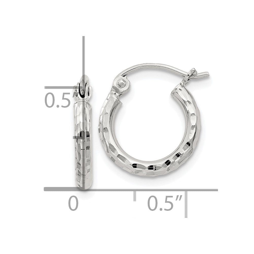 Sterlingsilber 2mm Diamantiert Creolen