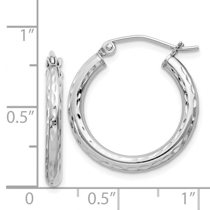 Sterlingsilber Rhodiniert 2.5mm Diamantiert Creolen