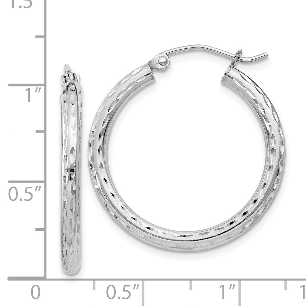 Sterlingsilber Rhodiniert 2.5mm Diamantiert Creolen