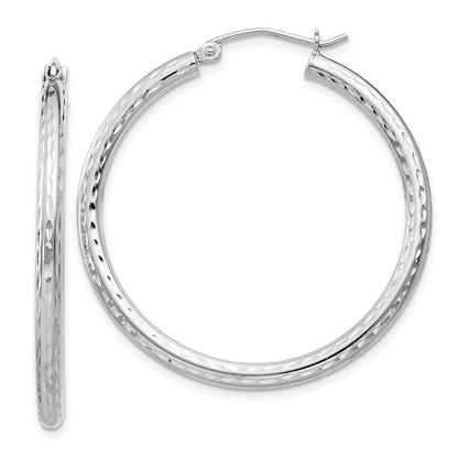 Sterlingsilber Rhodiniert 2.5mm Diamantiert Creolen