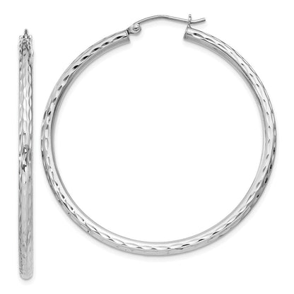 Sterlingsilber Rhodiniert 2.5mm Diamantiert Creolen