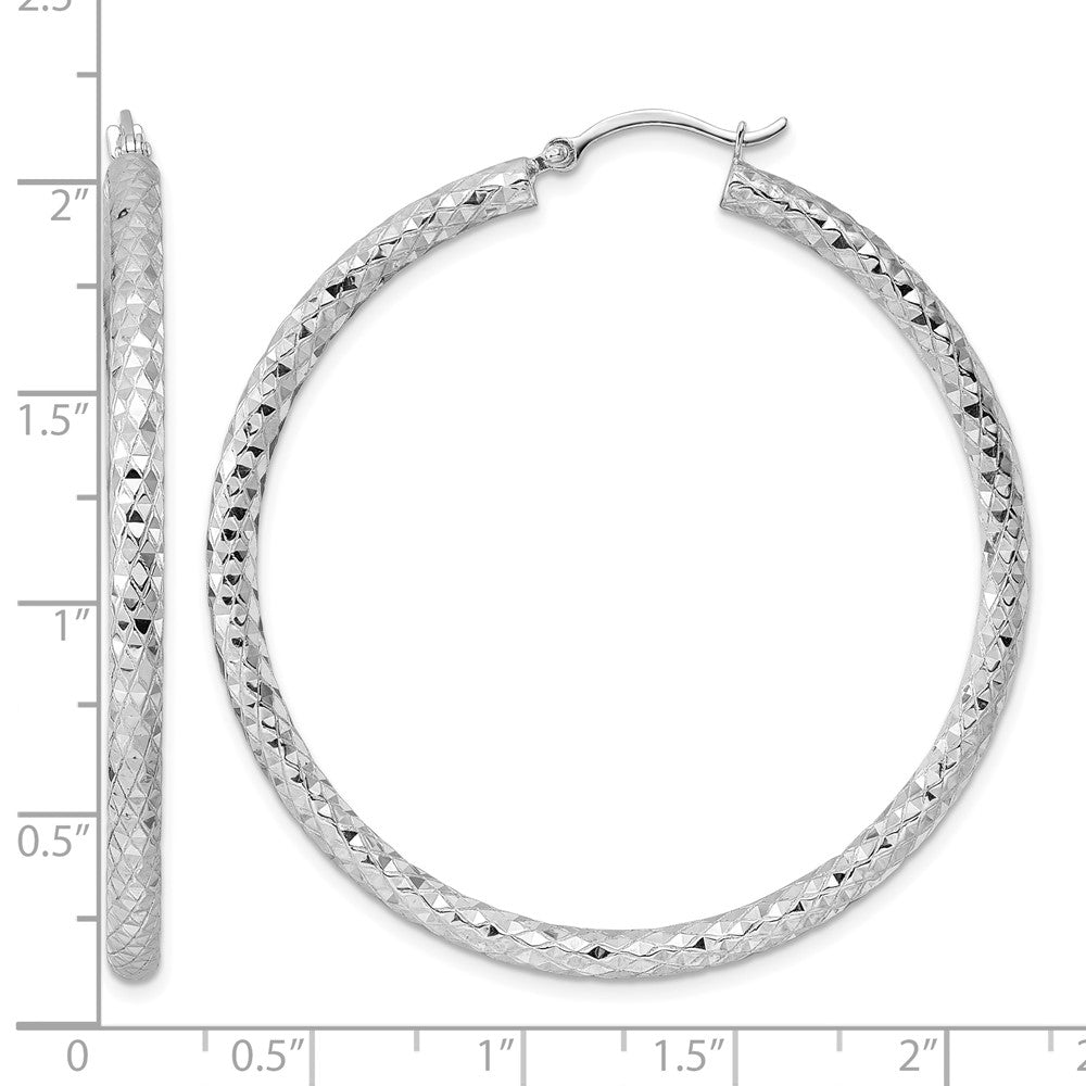 Sterlingsilber Rhodiniert 3.00mm Diamantiert Creolen