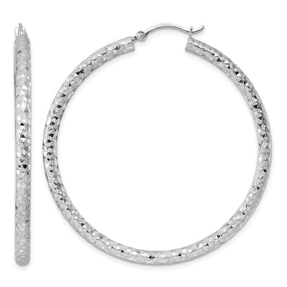 Sterlingsilber Rhodiniert 3.00mm Diamantiert Creolen