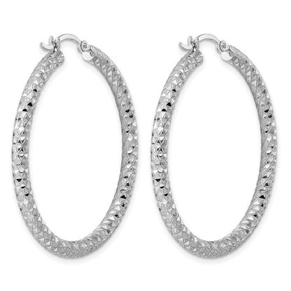 Sterlingsilber Rhodiniert 3.00mm Diamantiert Creolen