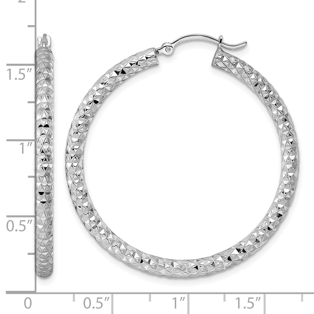 Sterlingsilber Rhodiniert 3.00mm Diamantiert Creolen