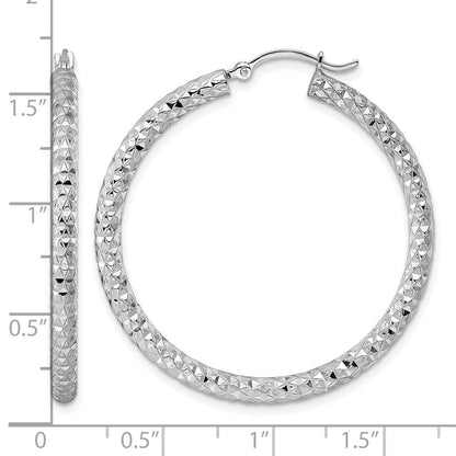 Sterlingsilber Rhodiniert 3.00mm Diamantiert Creolen