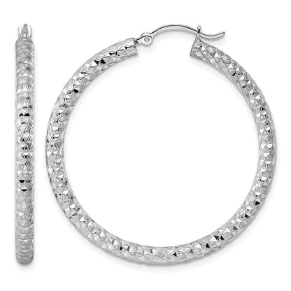 Sterlingsilber Rhodiniert 3.00mm Diamantiert Creolen