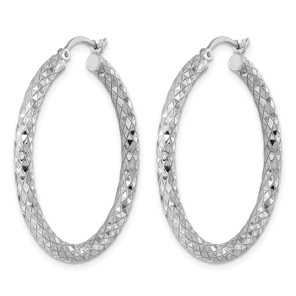Sterlingsilber Rhodiniert 3.00mm Diamantiert Creolen