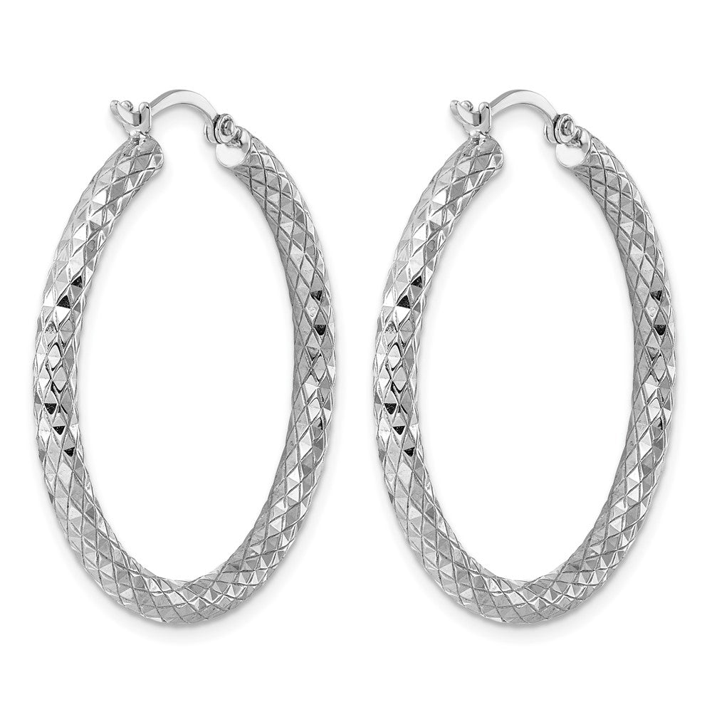 Sterlingsilber Rhodiniert 3.00mm Diamantiert Creolen