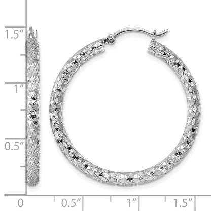 Sterlingsilber Rhodiniert 3.00mm Diamantiert Creolen