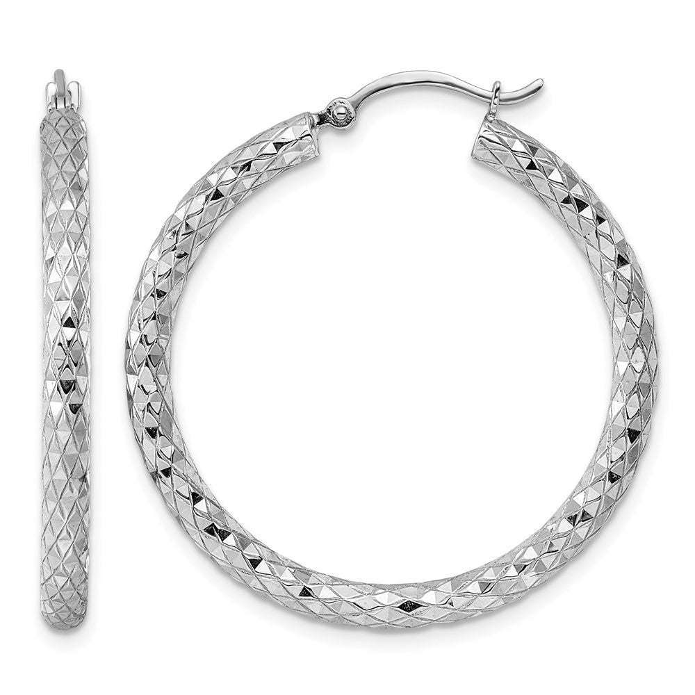 Sterlingsilber Rhodiniert 3.00mm Diamantiert Creolen