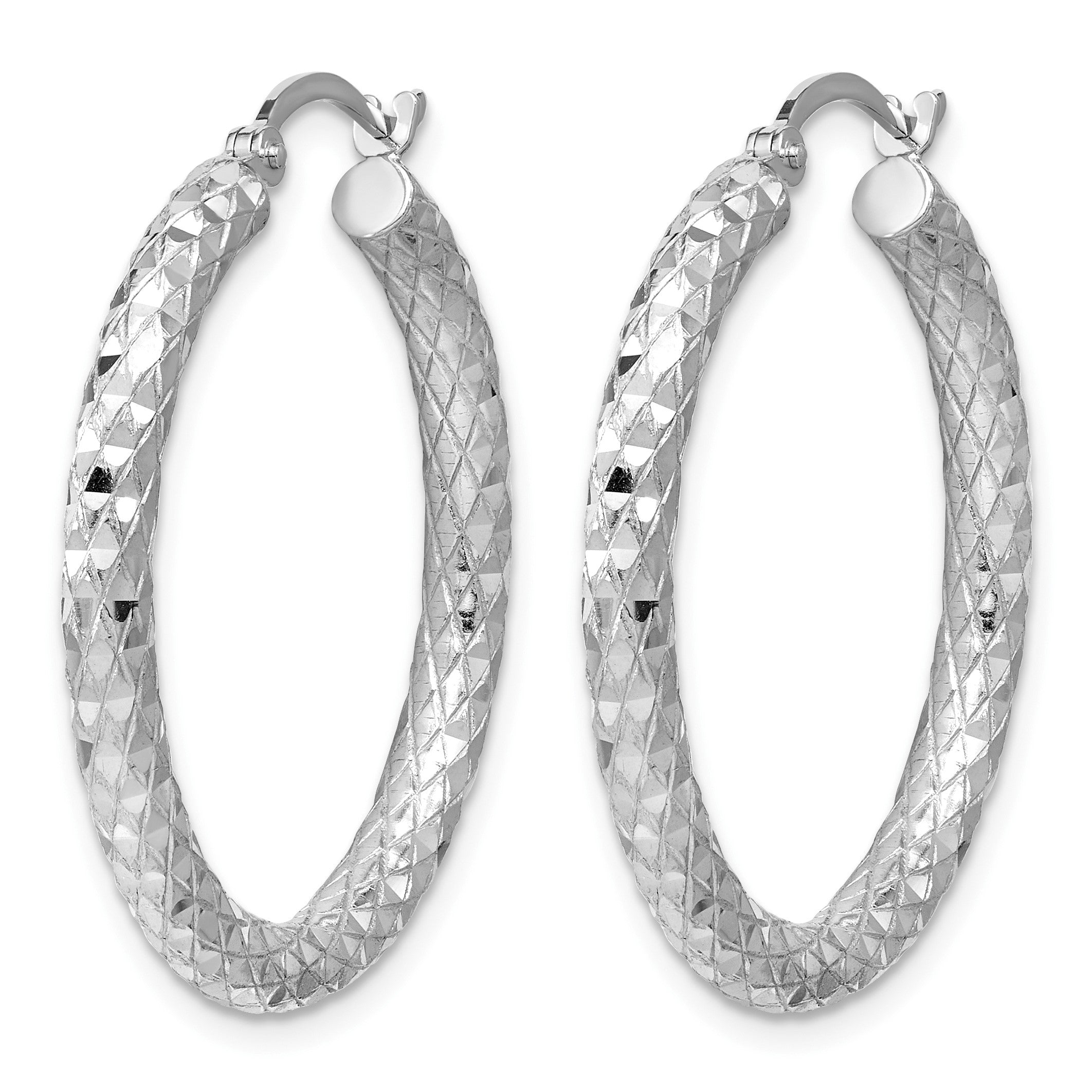 Sterlingsilber Rhodiniert 3.00mm Diamantiert Creolen