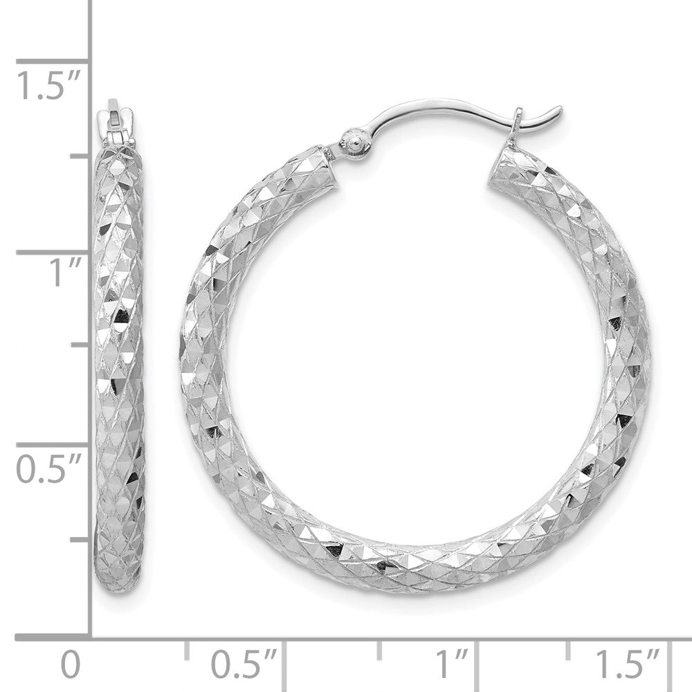 Sterlingsilber Rhodiniert 3.00mm Diamantiert Creolen