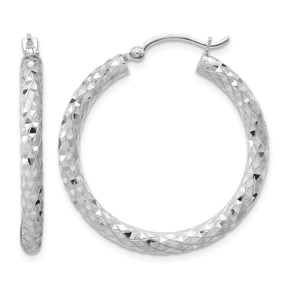 Sterlingsilber Rhodiniert 3.00mm Diamantiert Creolen