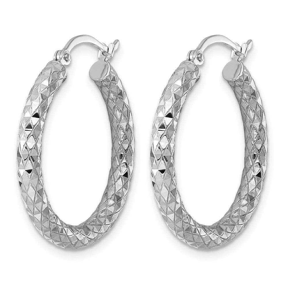 Sterlingsilber Rhodiniert 3.00mm Diamantiert Creolen