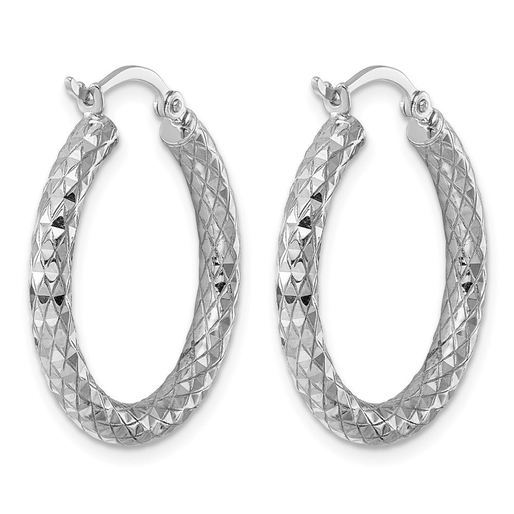 Sterlingsilber Rhodiniert 3.00mm Diamantiert Creolen