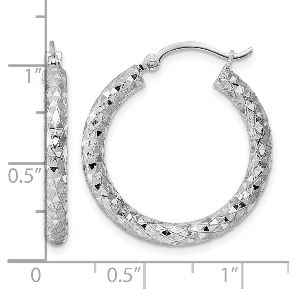 Sterlingsilber Rhodiniert 3.00mm Diamantiert Creolen