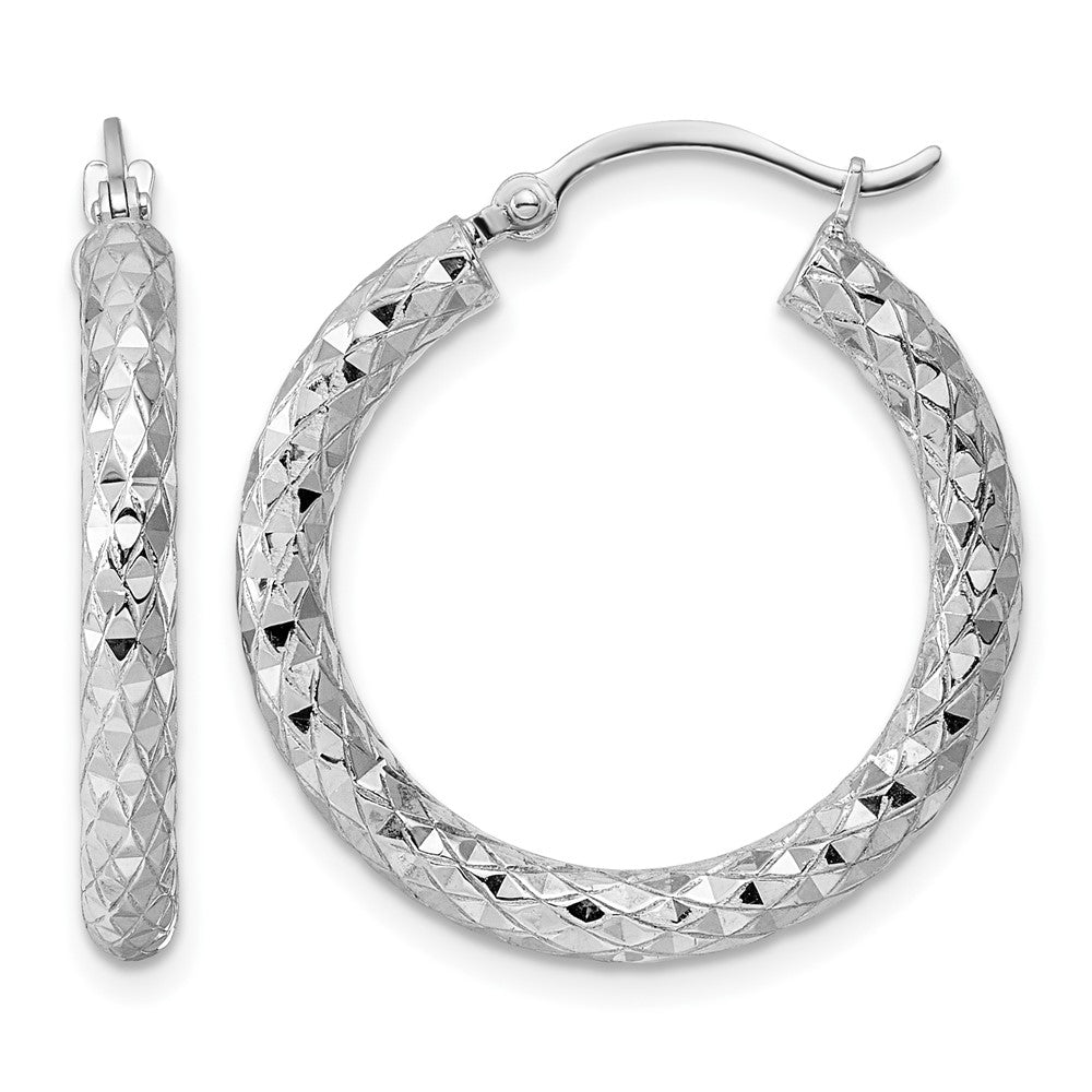 Sterlingsilber Rhodiniert 3.00mm Diamantiert Creolen
