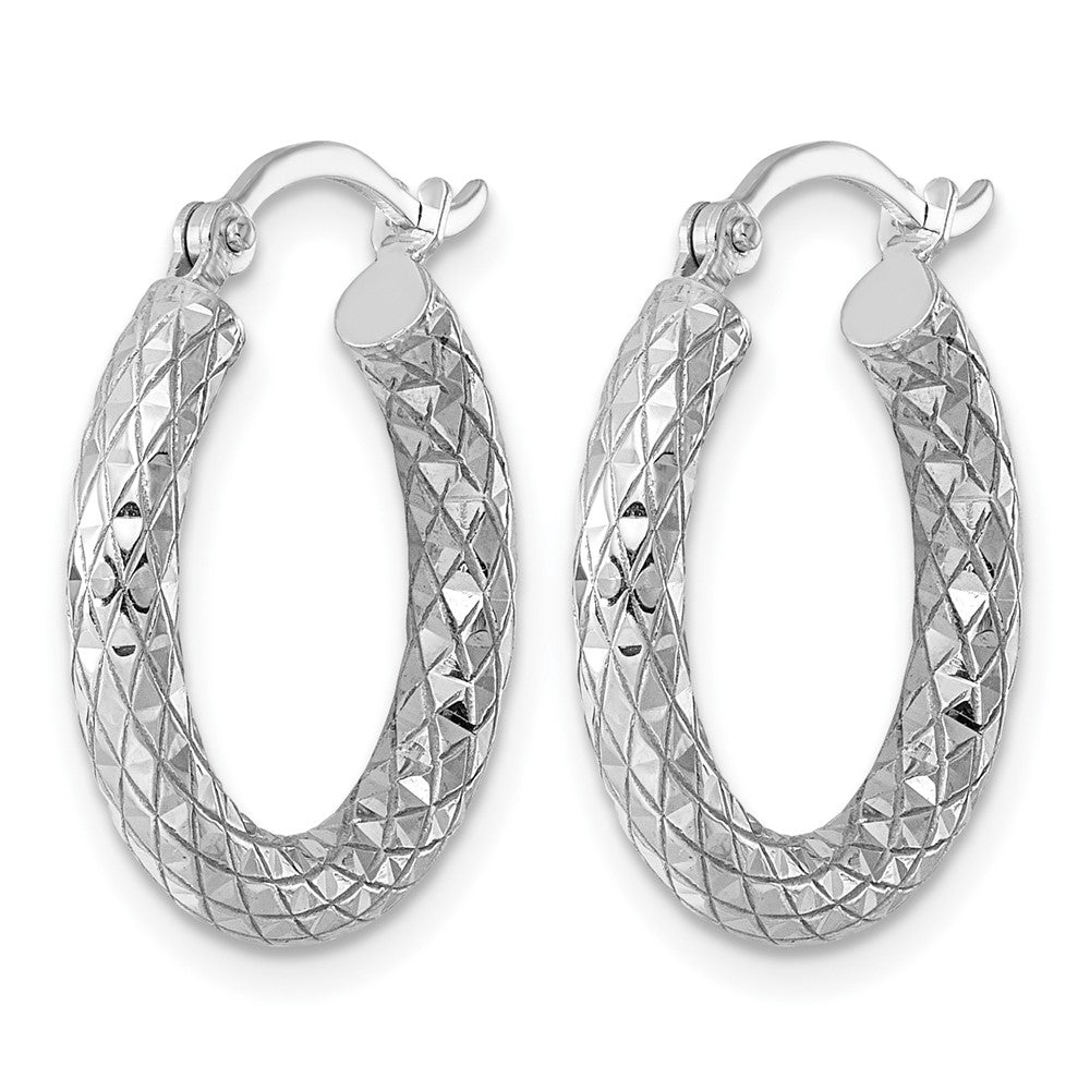 Sterlingsilber Rhodiniert 3.00mm Diamantiert Creolen