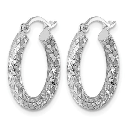 Sterlingsilber Rhodiniert 3.00mm Diamantiert Creolen