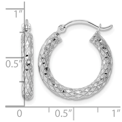 Sterlingsilber Rhodiniert 3.00mm Diamantiert Creolen
