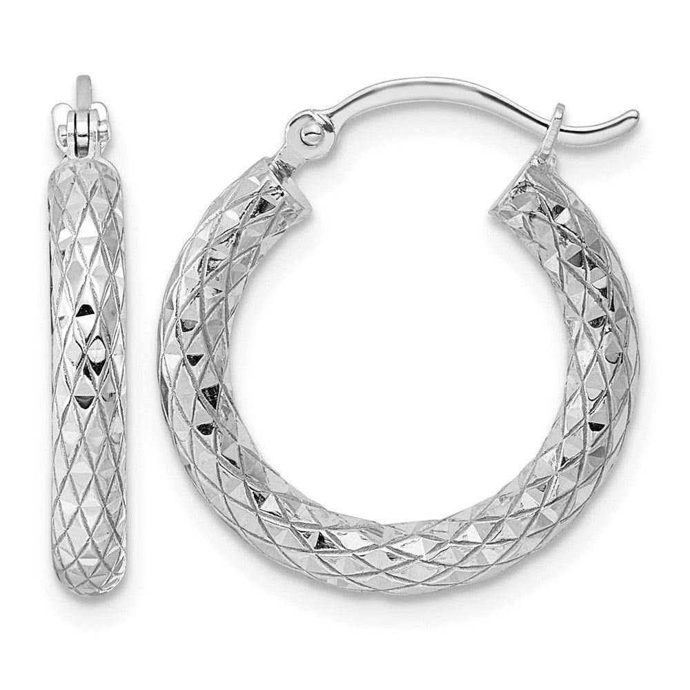 Sterlingsilber Rhodiniert 3.00mm Diamantiert Creolen