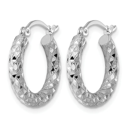 Sterlingsilber Rhodiniert 3.00mm Diamantiert Creolen