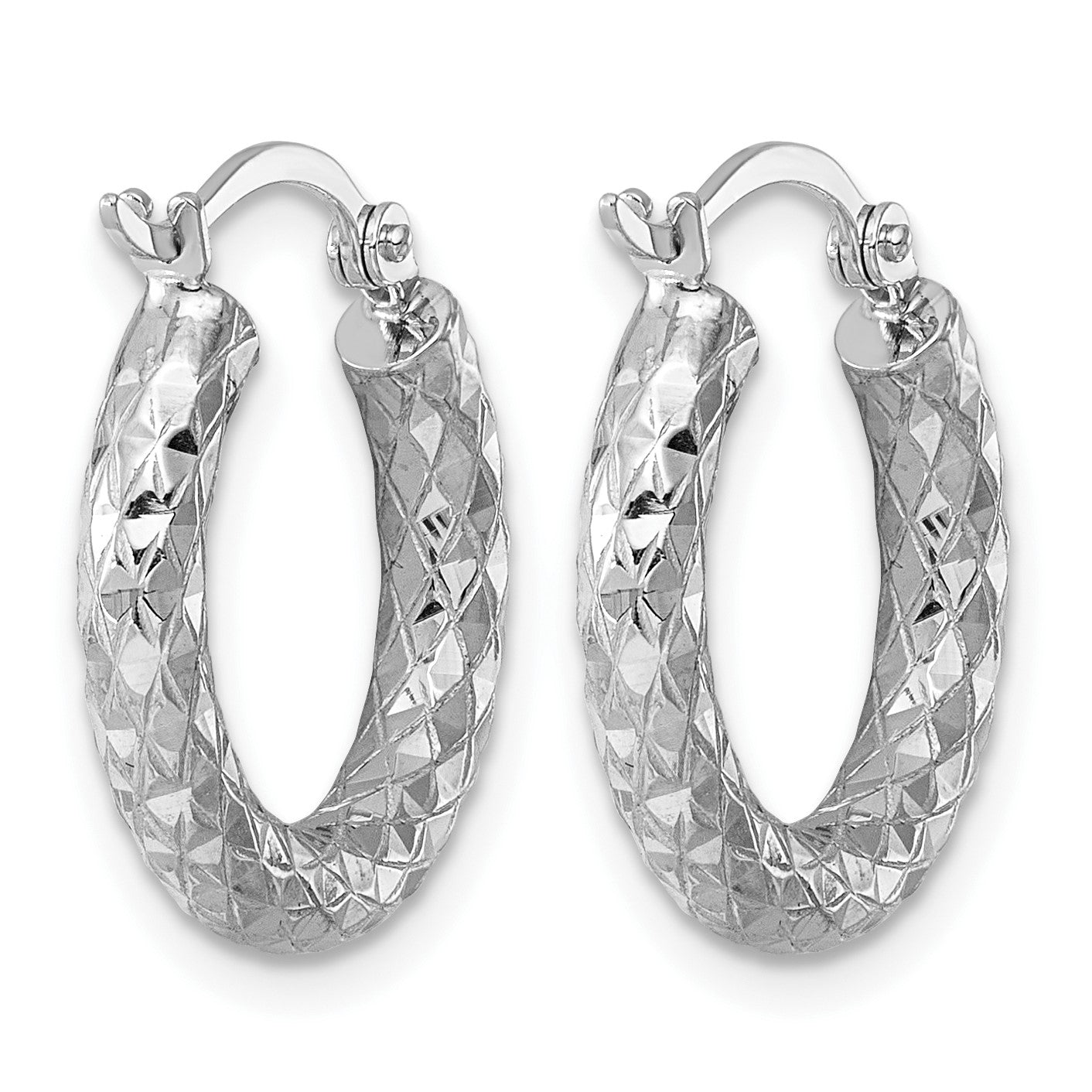 Sterlingsilber Rhodiniert 3.00mm Diamantiert Creolen