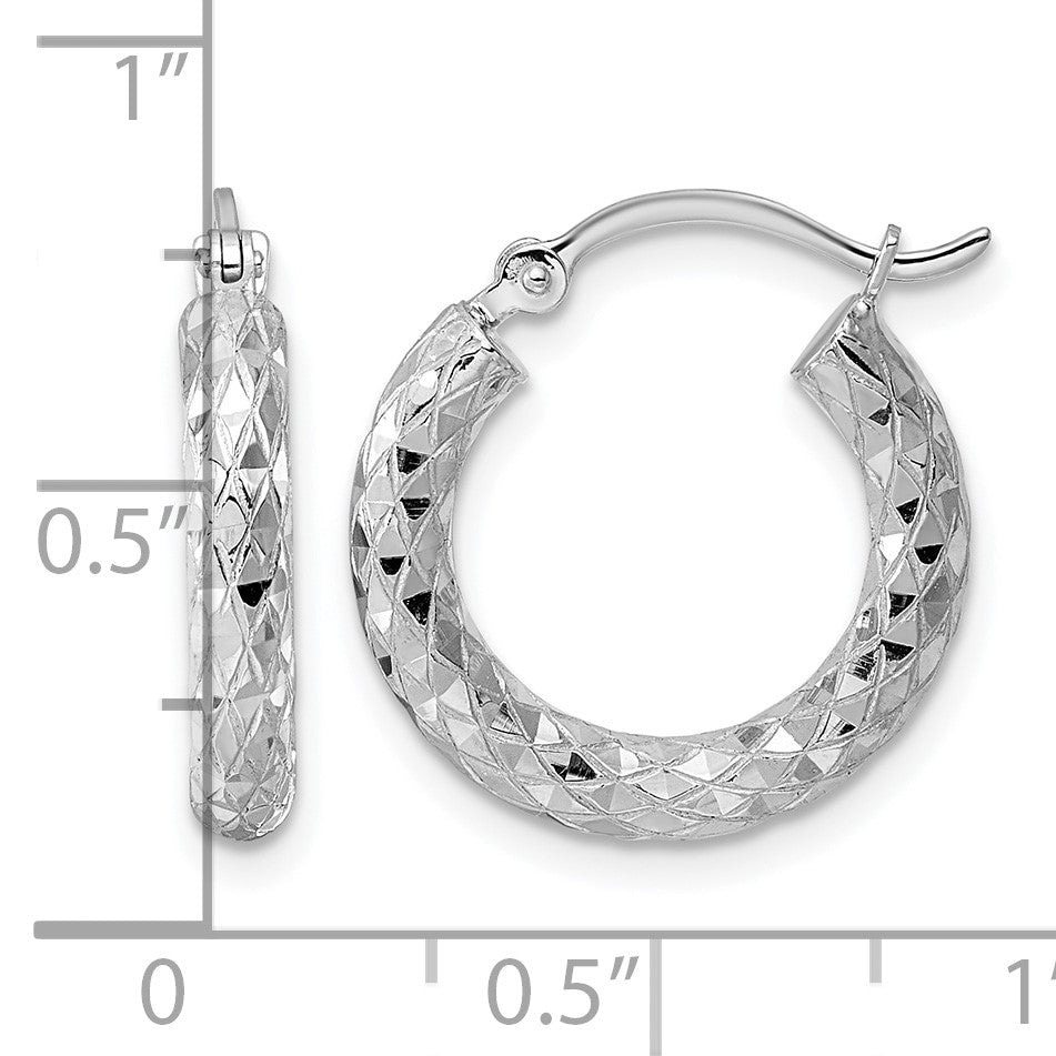 Sterlingsilber Rhodiniert 3.00mm Diamantiert Creolen
