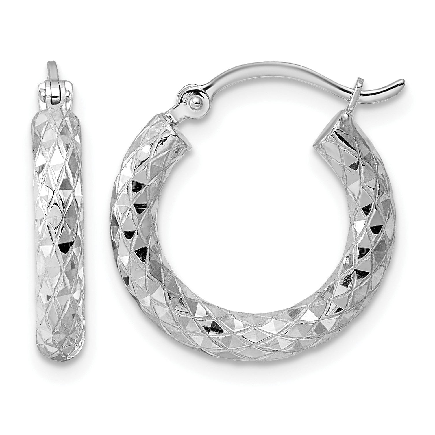 Sterlingsilber Rhodiniert 3.00mm Diamantiert Creolen