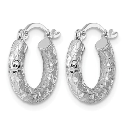 Sterlingsilber Rhodiniert 3.00mm Diamantiert Creolen