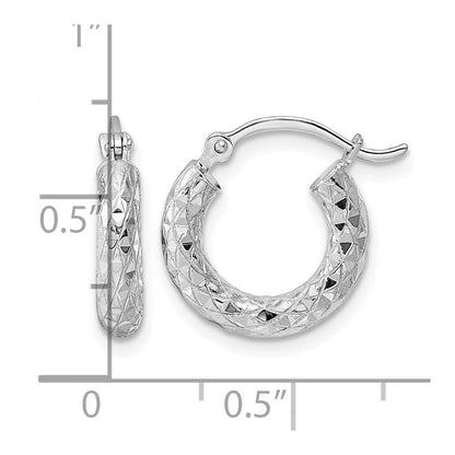 Sterlingsilber Rhodiniert 3.00mm Diamantiert Creolen