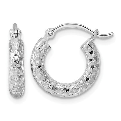 Sterlingsilber Rhodiniert 3.00mm Diamantiert Creolen