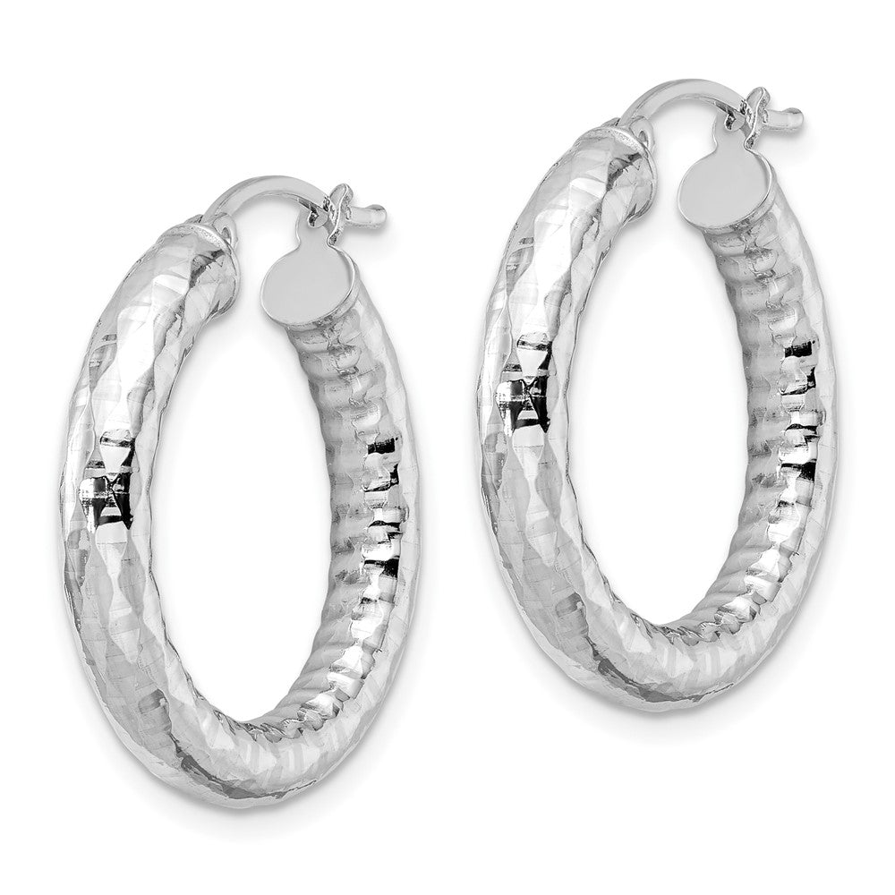 Sterlingsilber Rhodiniert 4.00mm Diamantiert Creolen