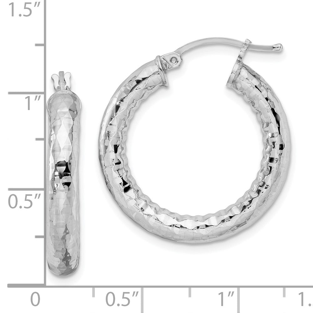 Sterlingsilber Rhodiniert 4.00mm Diamantiert Creolen