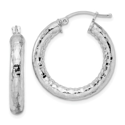 Sterlingsilber Rhodiniert 4.00mm Diamantiert Creolen