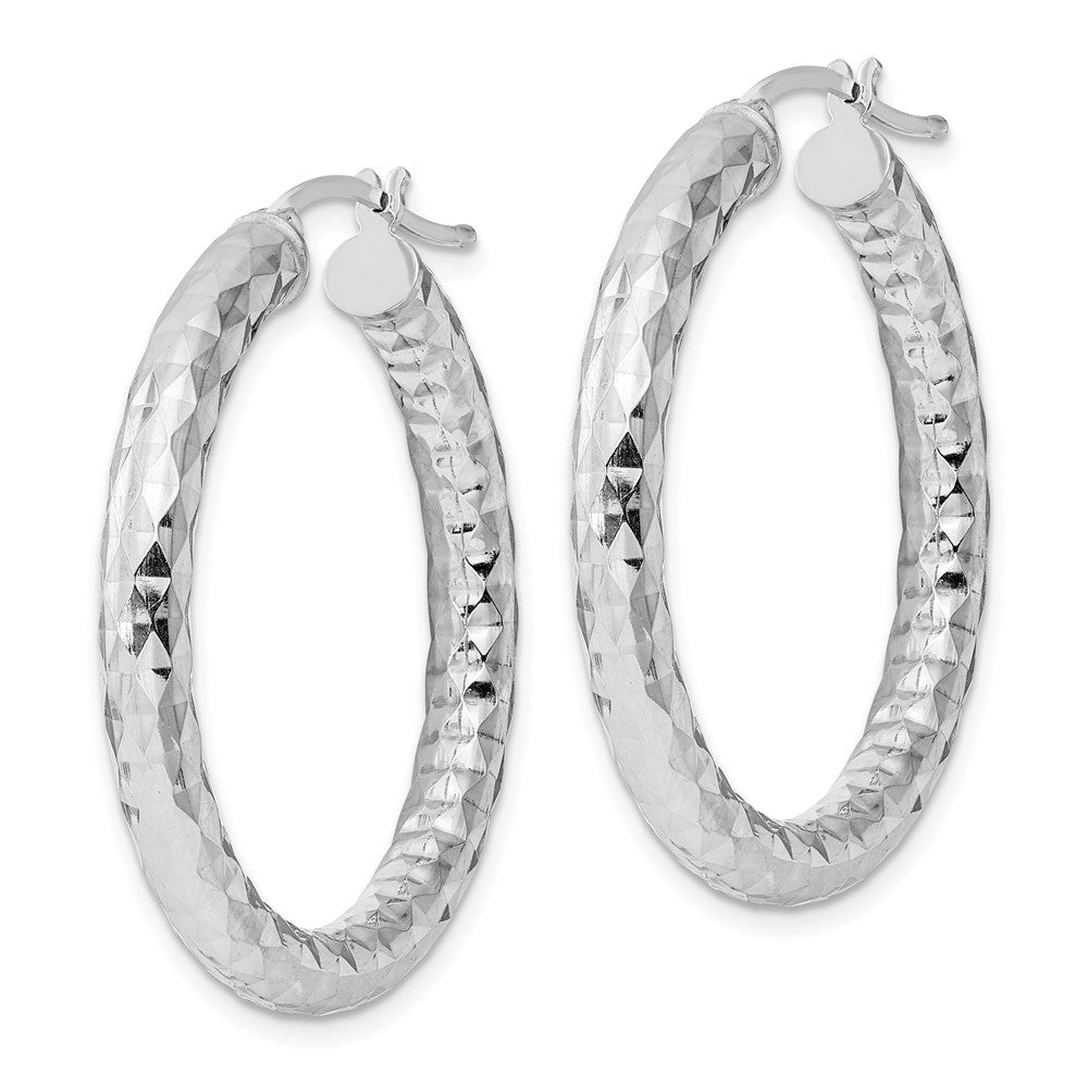 Sterlingsilber Rhodiniert 4.00mm Diamantiert Creolen