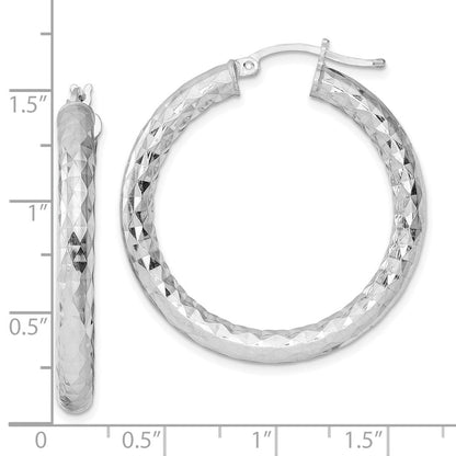 Sterlingsilber Rhodiniert 4.00mm Diamantiert Creolen