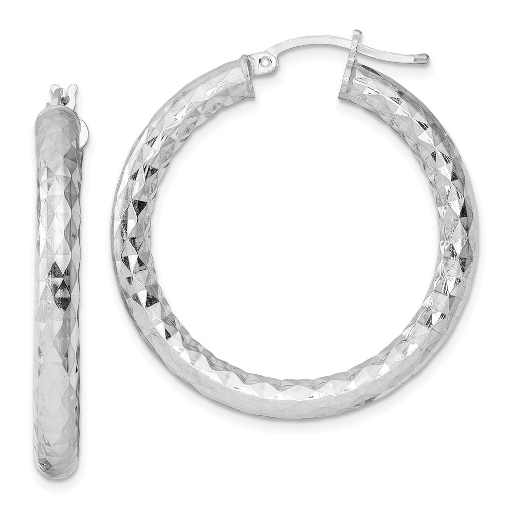 Sterlingsilber Rhodiniert 4.00mm Diamantiert Creolen