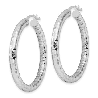 Sterlingsilber Rhodiniert 4.00mm Diamantiert Creolen