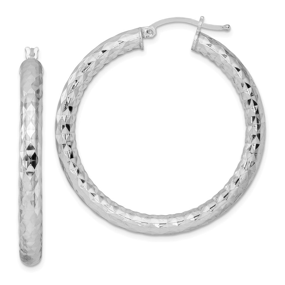 Sterlingsilber Rhodiniert 4.00mm Diamantiert Creolen