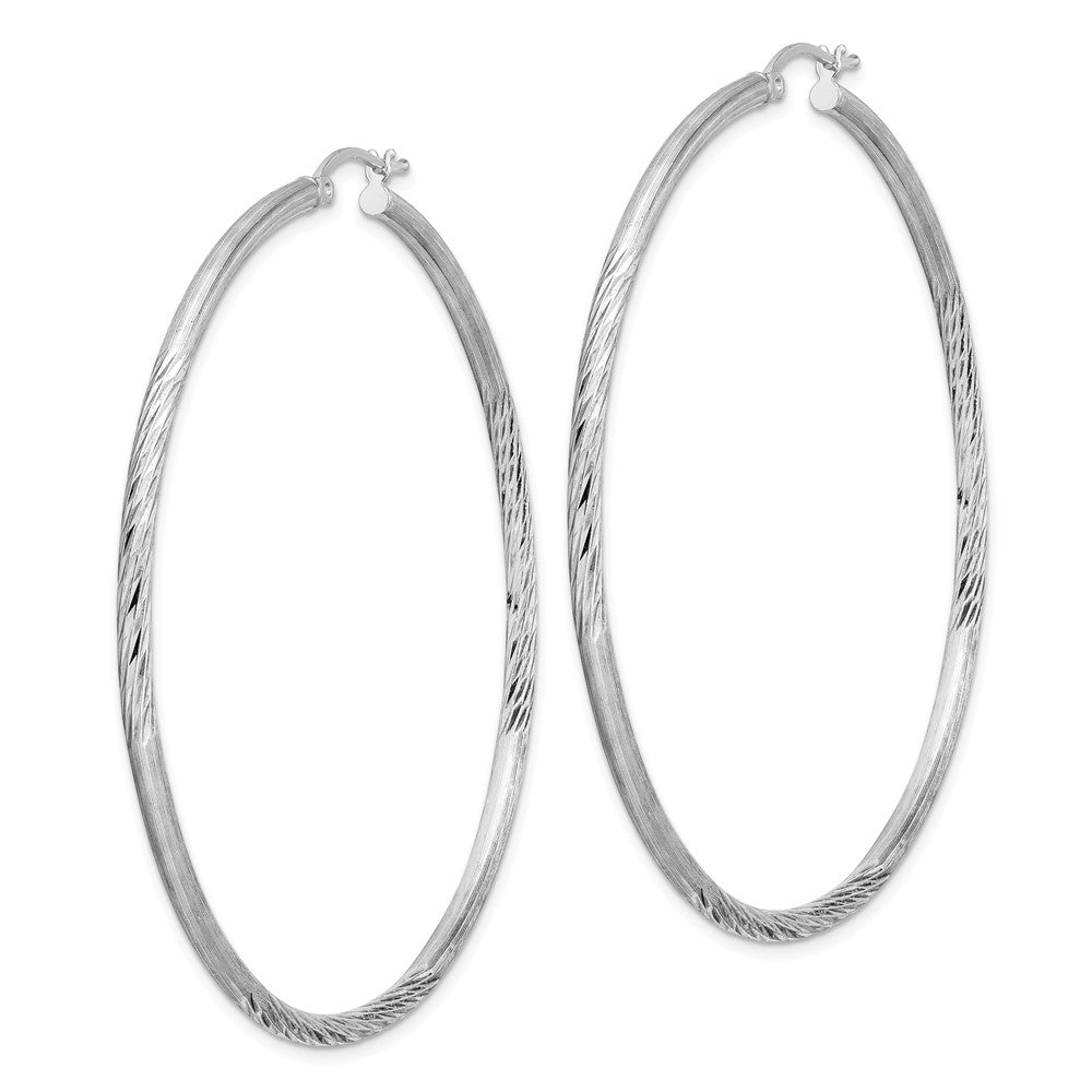 Sterlingsilber Rhodiniert 2.5mm Poliert/satin Diamantiert Creolen