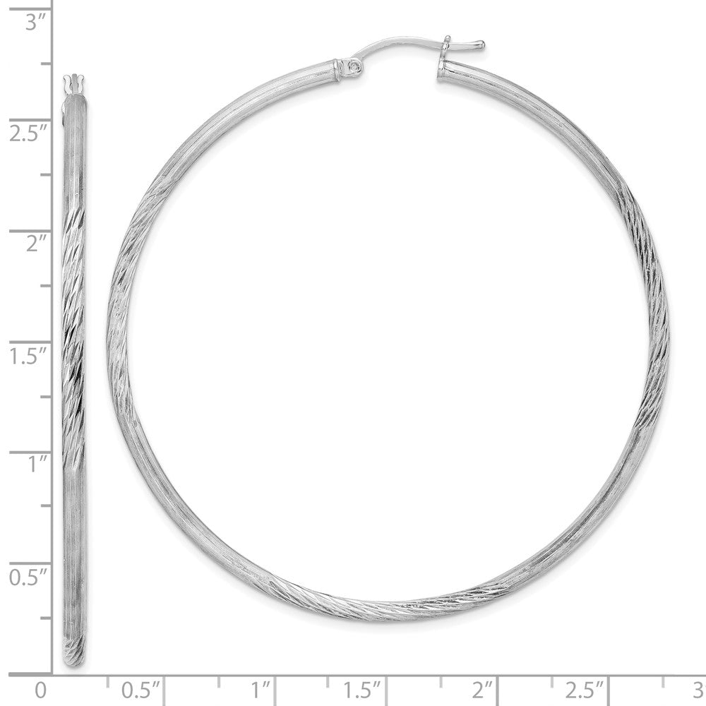 Sterlingsilber Rhodiniert 2.5mm Poliert/satin Diamantiert Creolen