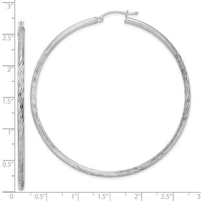 Sterlingsilber Rhodiniert 2.5mm Poliert/satin Diamantiert Creolen