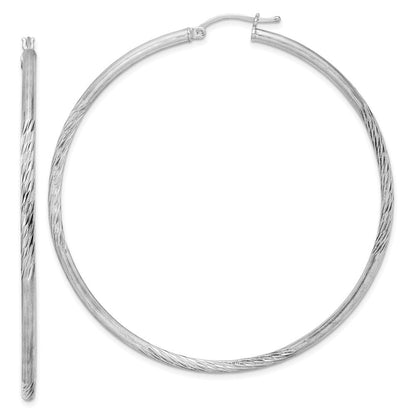 Sterlingsilber Rhodiniert 2.5mm Poliert/satin Diamantiert Creolen