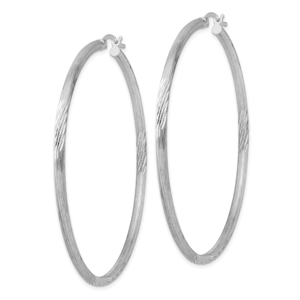 Sterlingsilber Rhodiniert 2.5mm Poliert/satin Diamantiert Creolen