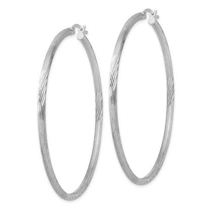 Sterlingsilber Rhodiniert 2.5mm Poliert/satin Diamantiert Creolen