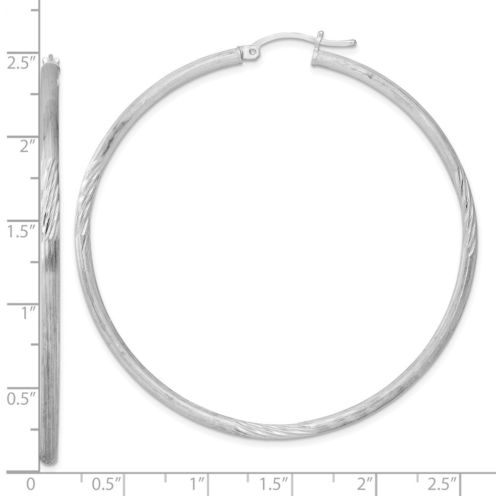 Sterlingsilber Rhodiniert 2.5mm Poliert/satin Diamantiert Creolen