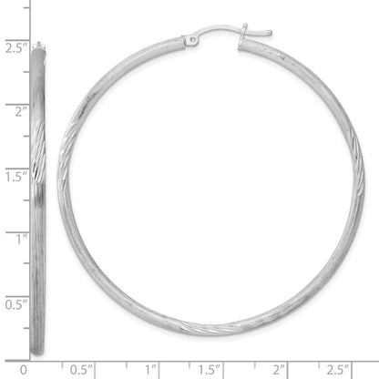 Sterlingsilber Rhodiniert 2.5mm Poliert/satin Diamantiert Creolen